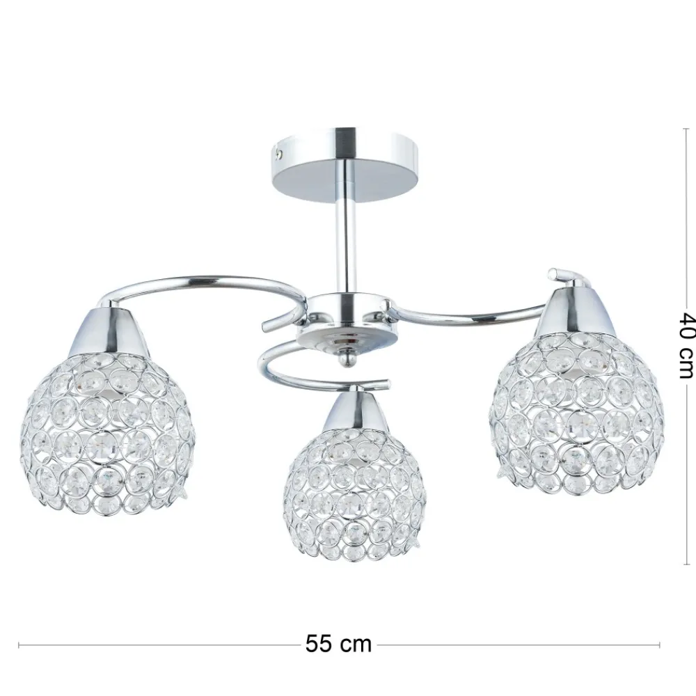 Plafon sufitowy z kryształowymi kloszami Crystal I 3xE27 * HowHomely Discount