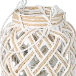 Pleciony lampion ze szklanym wkładem 16xh20 cm