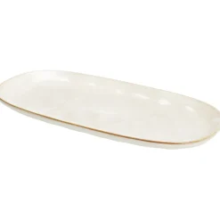 Półmisek owalny biały z brązową krawędzią 31 cm * Siaki Collection Hot