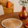 Podkładka na stół 35 cm beżowa z szarą obwódką