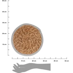 Podkładka na stół 35 cm beżowa z szarą obwódką