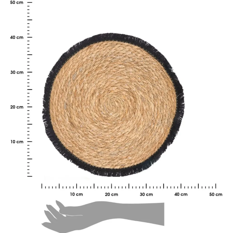Podkładka na stół boho 38 cm czarne frędzle