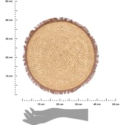Podkładka na stół boho 38 cm czekoladowe frędzle