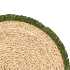 Podkładka na stół boho 38 cm zielone frędzle * KINVARA Online