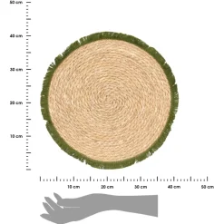 Podkładka na stół boho 38 cm zielone frędzle * KINVARA Online