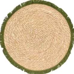 Podkładka na stół boho 38 cm zielone frędzle * KINVARA Online