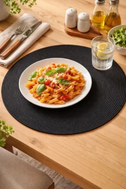 Podkładka na stół Braid Black okrągła * Secret de Gourmet New