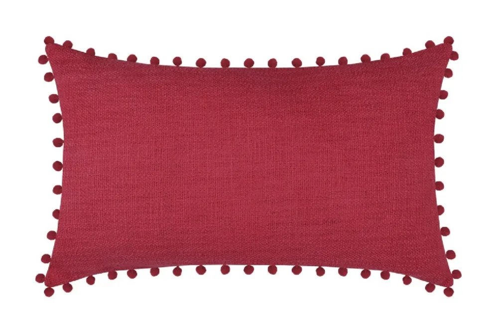 Poduszka SANCHEZ 30x50 czerwona pompony * STOF Outlet