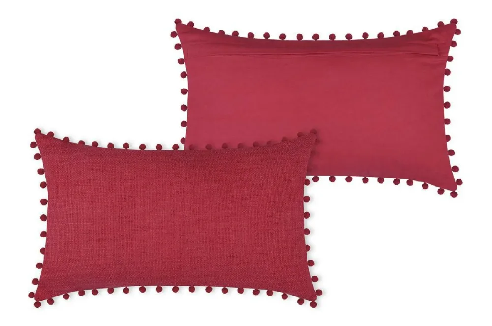 Poduszka SANCHEZ 30x50 czerwona pompony * STOF Outlet