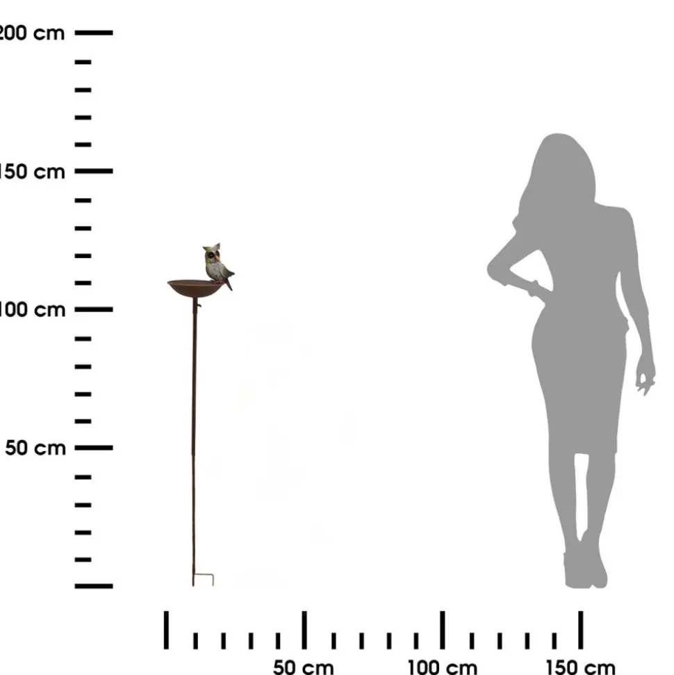 Poidełko z sową na metalowym stojaku h124,5 cm