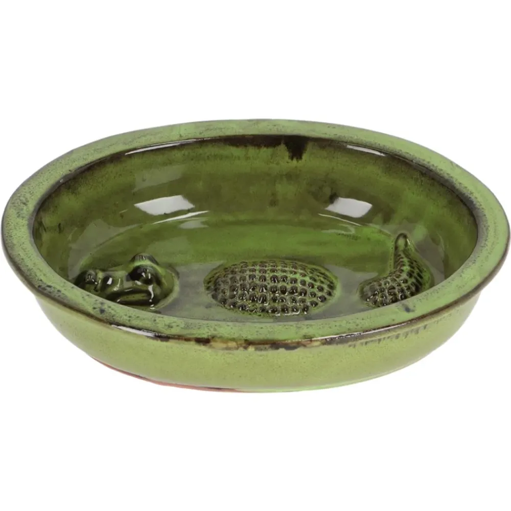 Poidełko dla ptaków ceramiczne z krokodylem zielone * Esschert Design Online