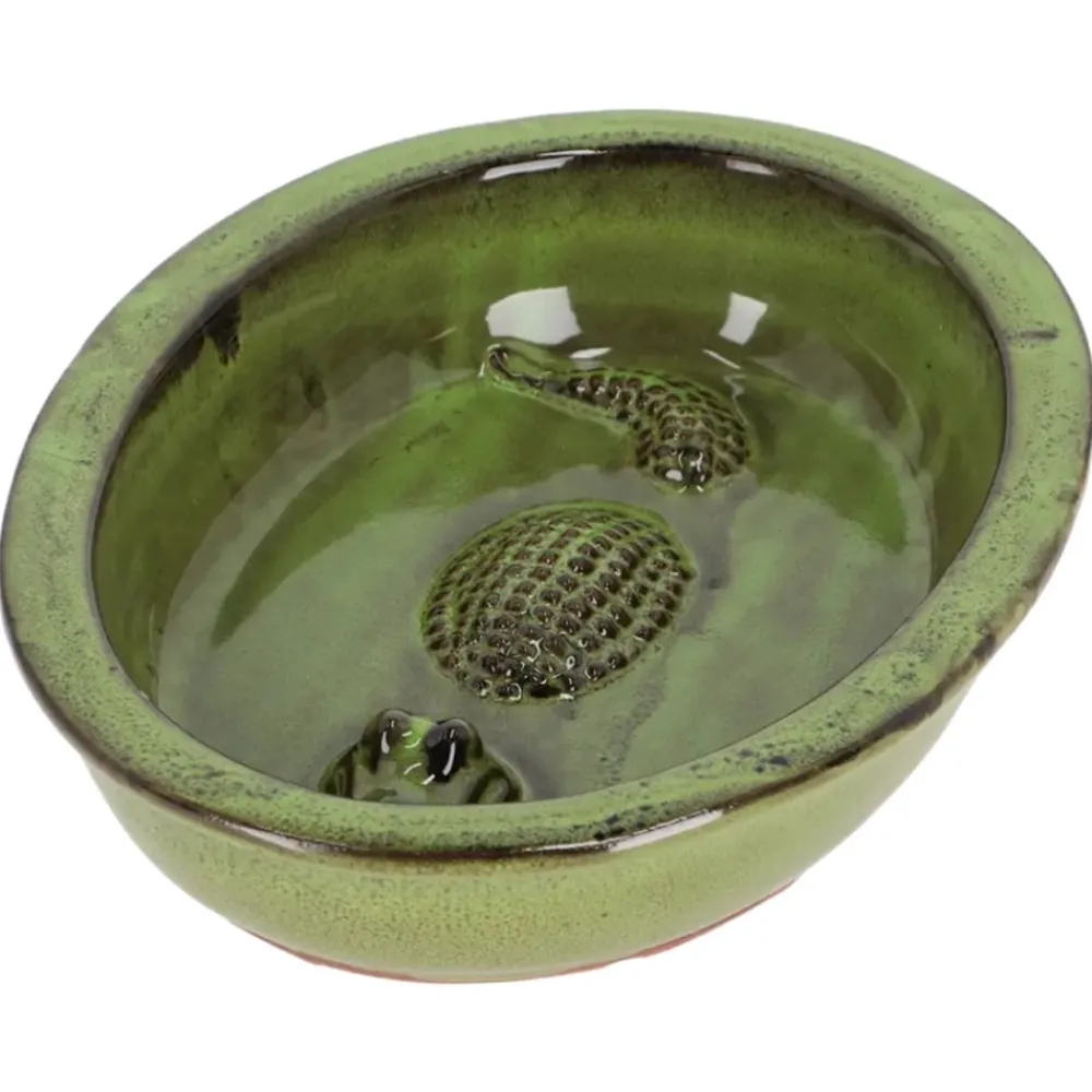 Poidełko dla ptaków ceramiczne z krokodylem zielone * Esschert Design Online