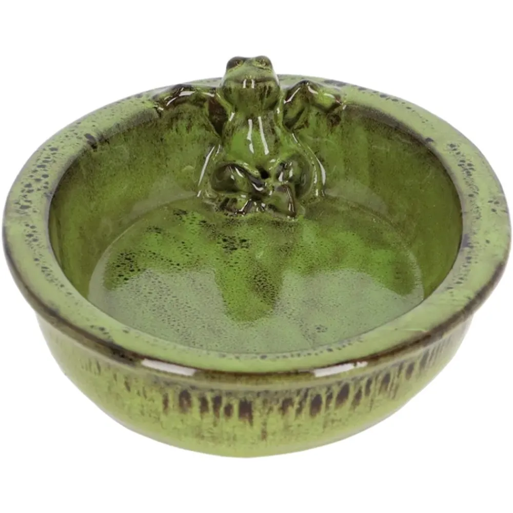 Poidełko dla ptaków ceramiczne z żabą zielone * Esschert Design Outlet