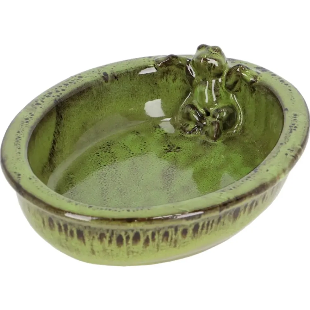 Poidełko dla ptaków ceramiczne z żabą zielone * Esschert Design Outlet