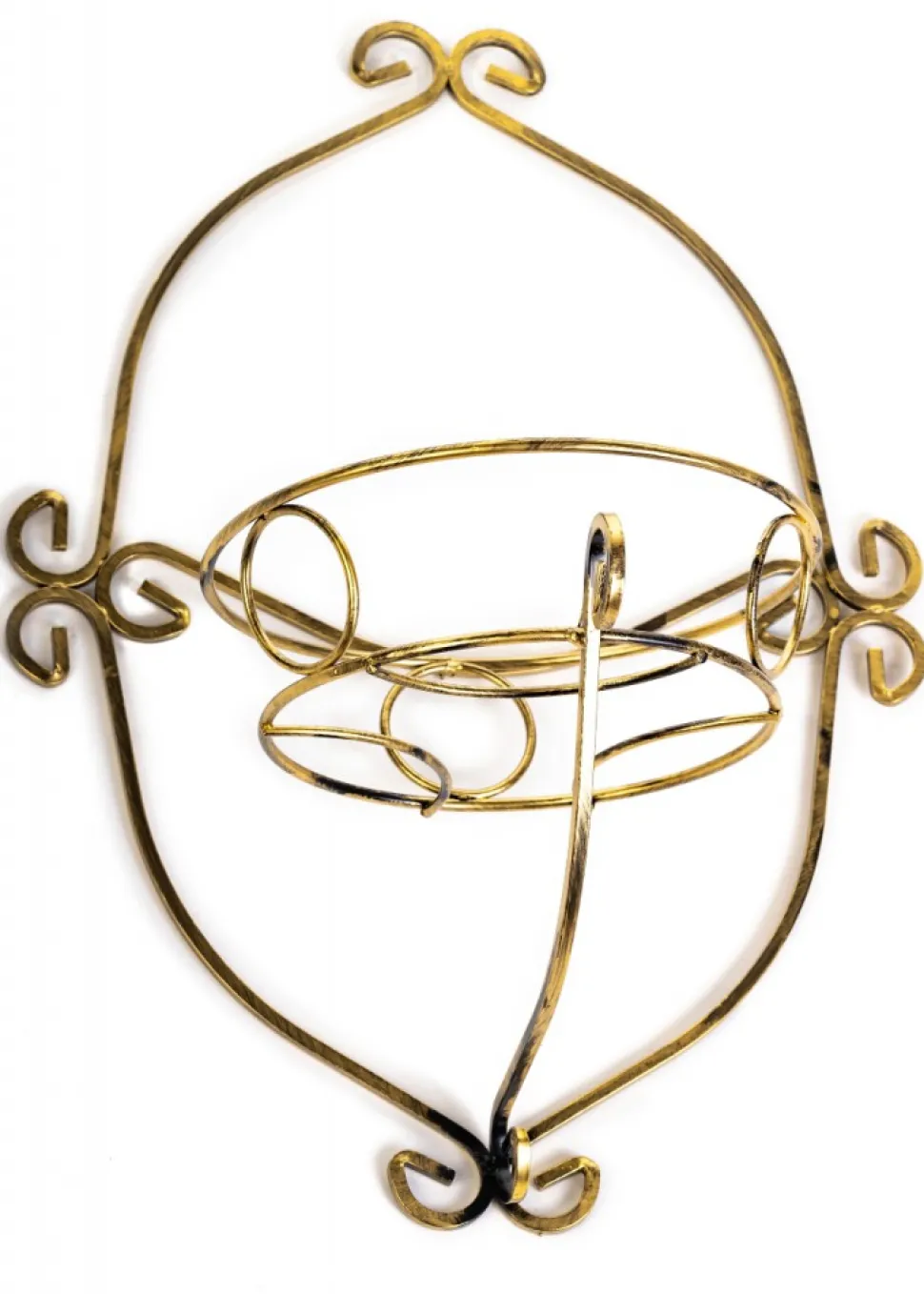 Pojedynczy kwietnik czarno-złoty metal 48 cm