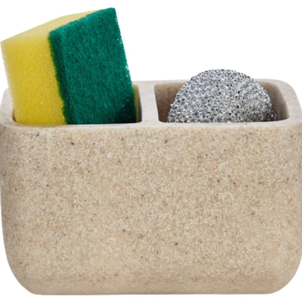 Pojemnik na gąbke do zmywania dwukomorowy beżowy