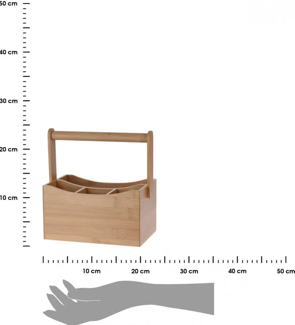 Pojemnik na sztućce z rączką bambus 23,5 cm