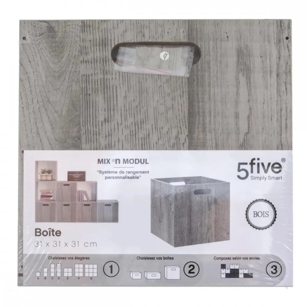 Pojemnik drewniany 31x31 cm Szary * 5five Simply Smart Outlet