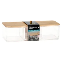 Pojemnik kosmetyczny z bambusową pokrywą 23x9,5 cm * Bathroom Solutions New