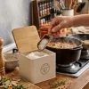 Pojemnik na sól z bambusową przykrywką beż * KINVARA Sale