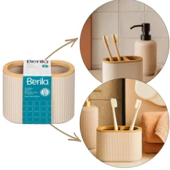 Pojemnik na szczoteczki do zębów beżowy * BERILO New