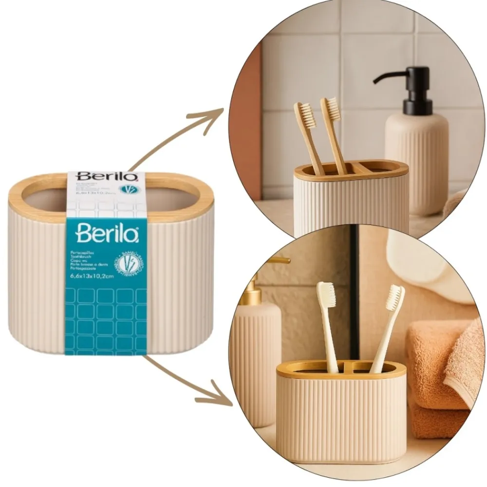 Pojemnik na szczoteczki do zębów beżowy * BERILO New