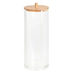 Pojemnik na waciki z bambusową pokrywą 19,5 cm * Bathroom Solutions Outlet