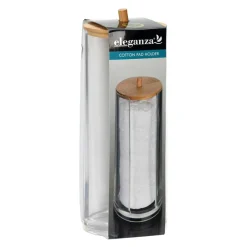 Pojemnik na waciki z bambusową pokrywą 19,5 cm * Bathroom Solutions Outlet