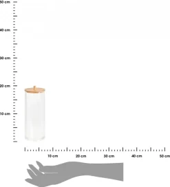 Pojemnik na waciki z bambusową pokrywą 19,5 cm * Bathroom Solutions Outlet