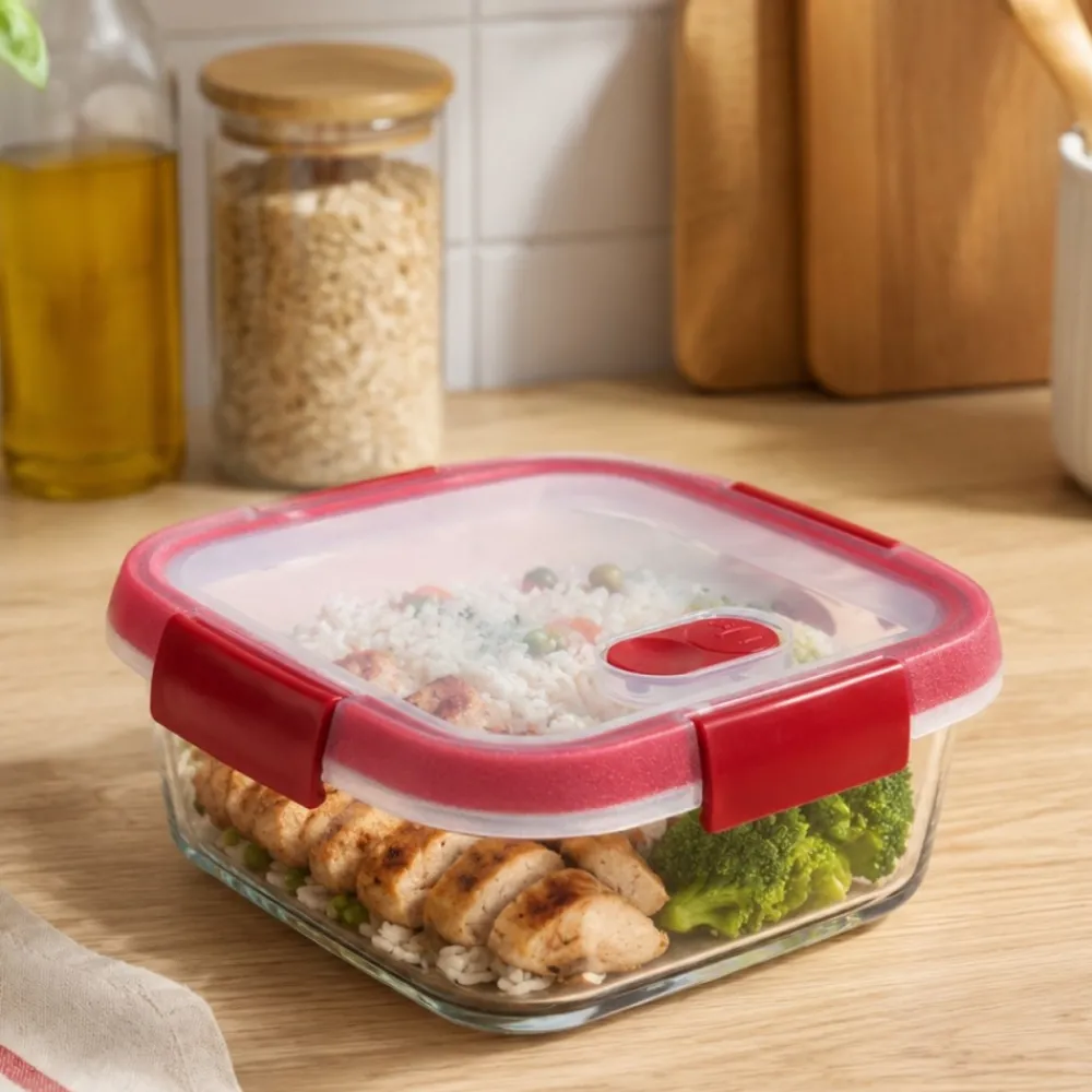 Pojemnik szklany na żywność SMART COOK czerwony 0,7 l * CURVER New