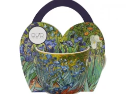 Porcelanowy kubek 460 ml Van Gogh Irises w koszyczku w koszyczku