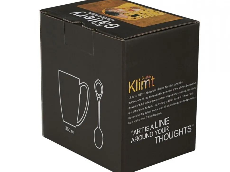 Porcelanowy kubek z łyżeczką G. Klimt The Kiss 360 ml