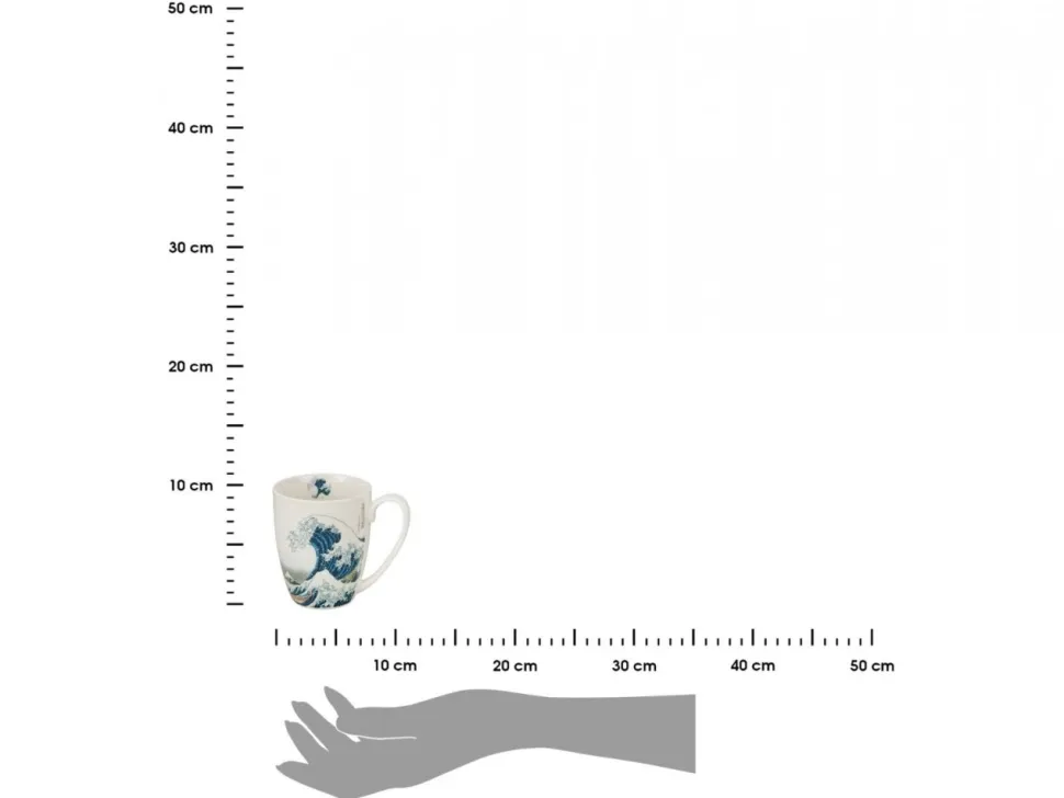 Porcelanowy kubek z łyżeczką Hokusai The Great Wave 360 ml