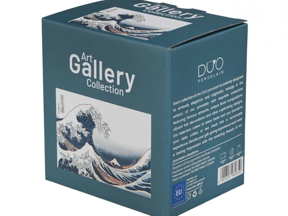 Porcelanowy kubek z łyżeczką Hokusai The Great Wave 360 ml