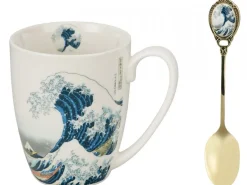 Porcelanowy kubek z łyżeczką Hokusai The Great Wave 360 ml