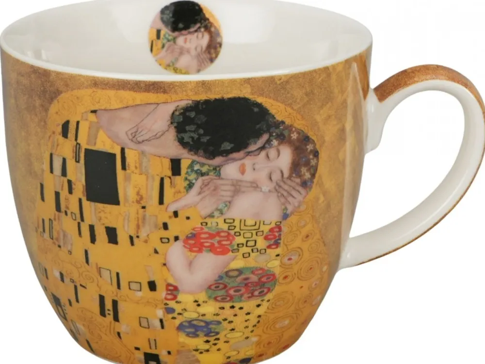Porcelanowy kubek 460 ml G. Klimt The Kiss w koszyczku * Duo Discount