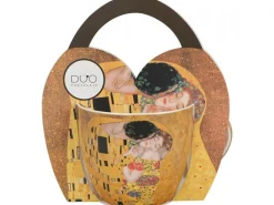 Porcelanowy kubek 460 ml G. Klimt The Kiss w koszyczku * Duo Discount