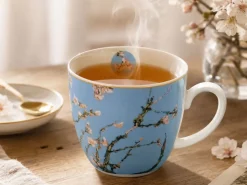 Porcelanowy kubek 460 ml Van Gogh Almond Blossom w koszyczku * Duo Discount