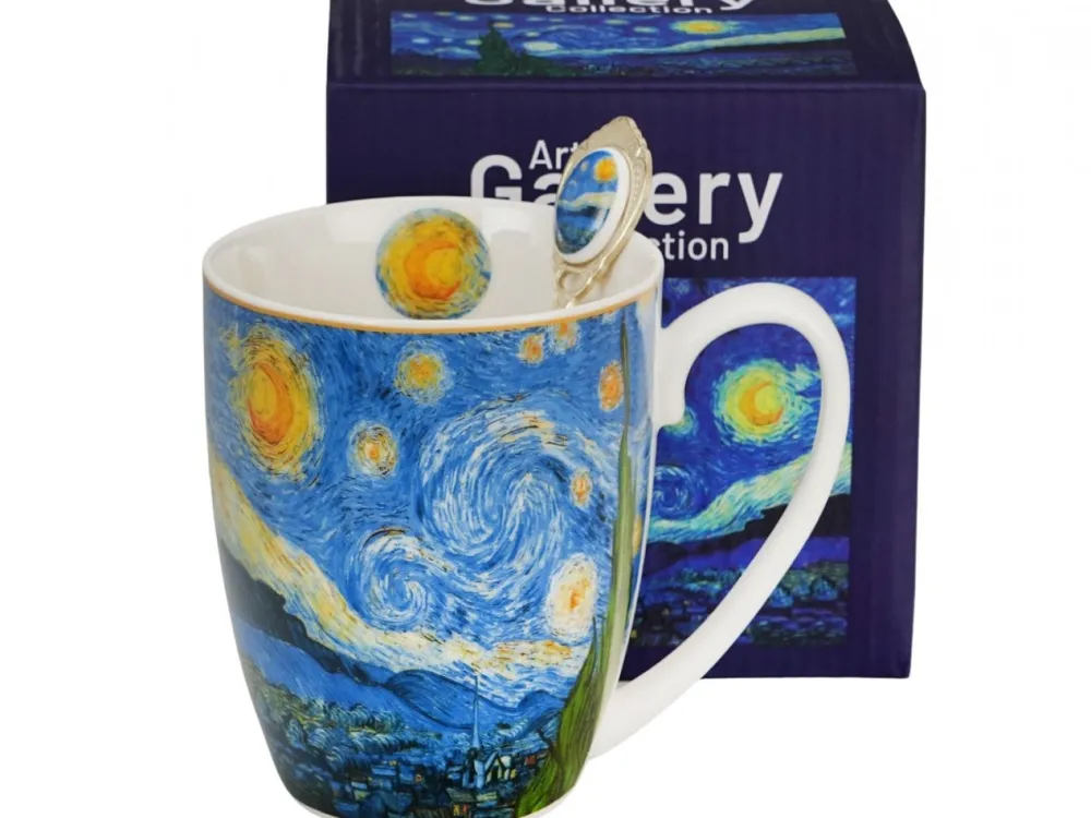 Porcelanowy kubek z łyżeczką Van Gogh Starry Night 360 ml * Duo Discount