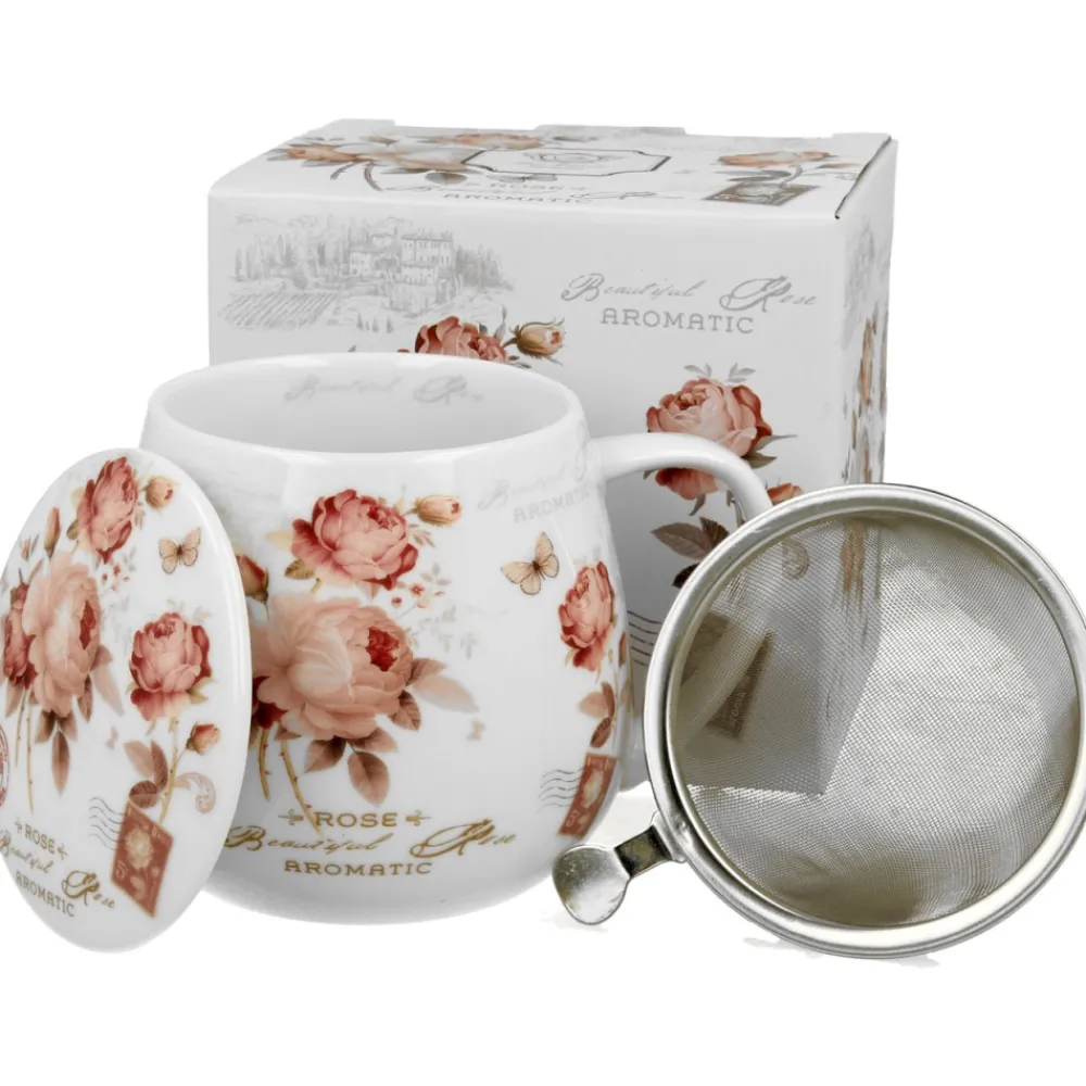 Porcelanowy kubek z zaparzaczem Secesja 430 ml * Duo New