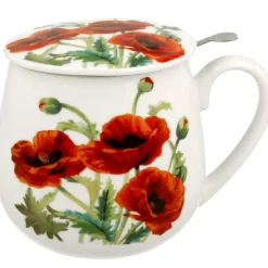 Porcelanowy kubek z zaparzaczem Classic Poppies 430 ml * Duo Clearance