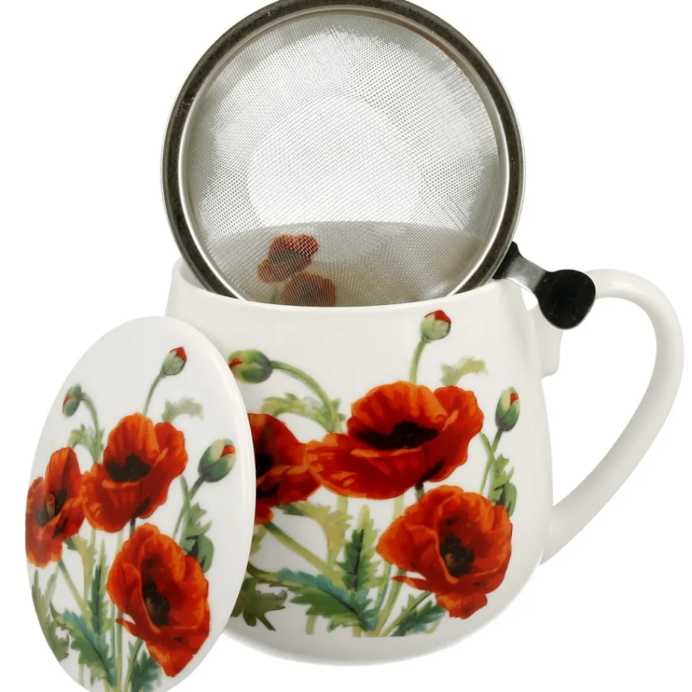 Porcelanowy kubek z zaparzaczem Classic Poppies 430 ml * Duo Clearance