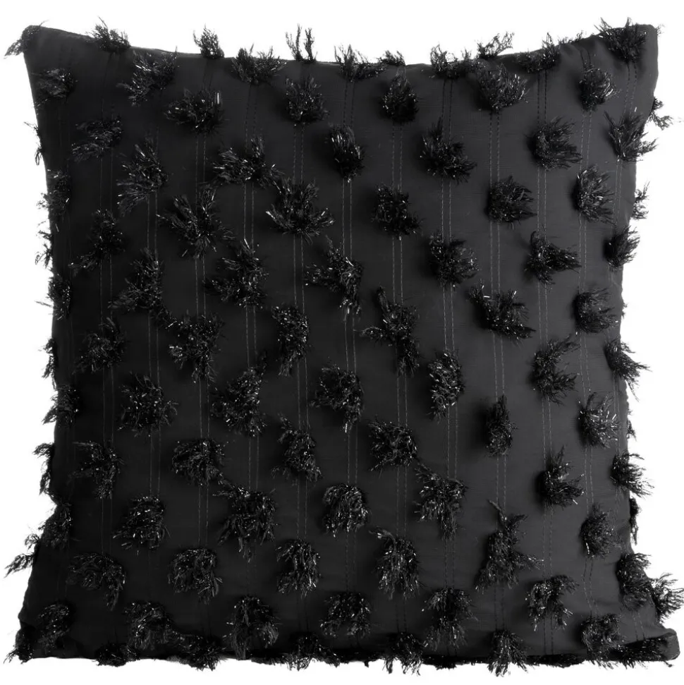 Poszewka AURELIA 45x45 czarna pompony