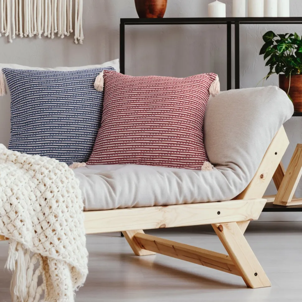 Poszewka BOHO 45 x 45 granatowa frędzle