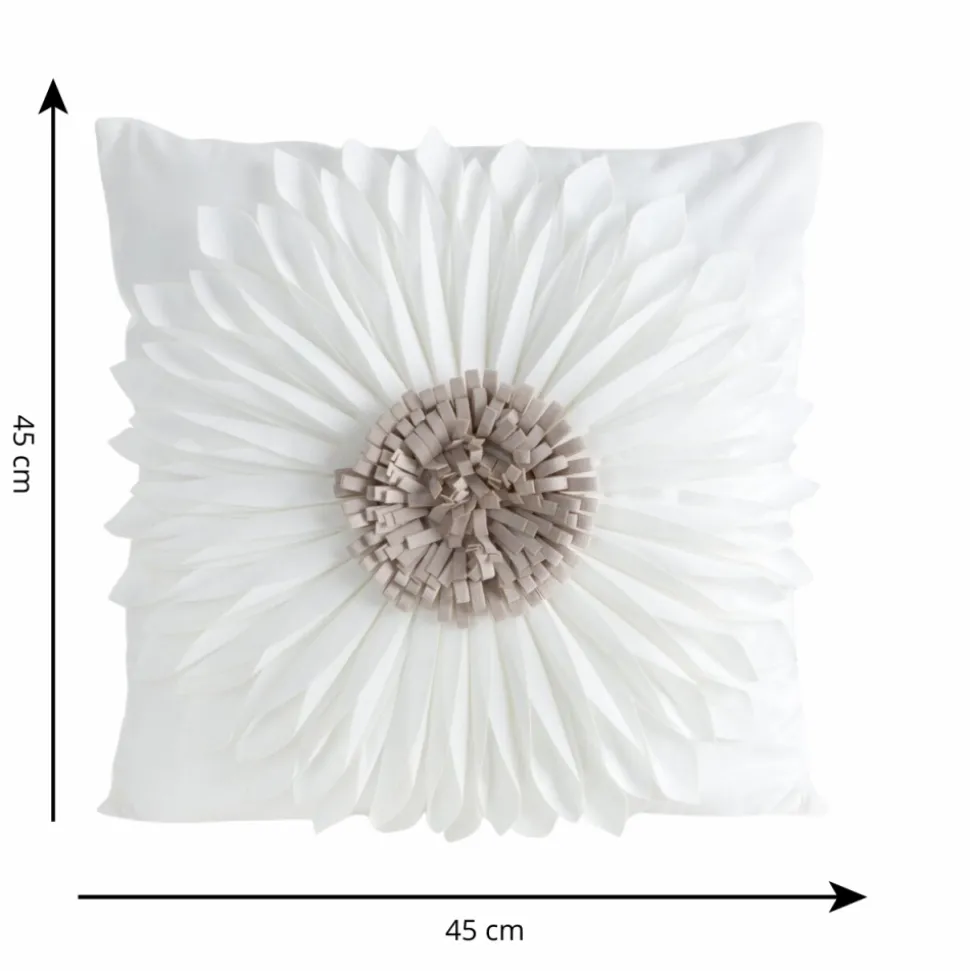 Poszewka FLORES gerbera 3D 45x45 krem beż