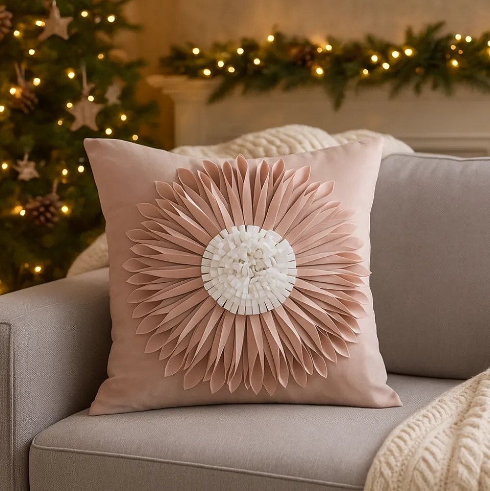 Poszewka FLORES gerbera 3D 45x45 puder krem