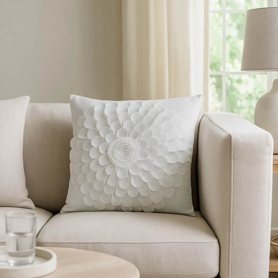 Poszewka FLORES kwiat 3D 45x45 krem