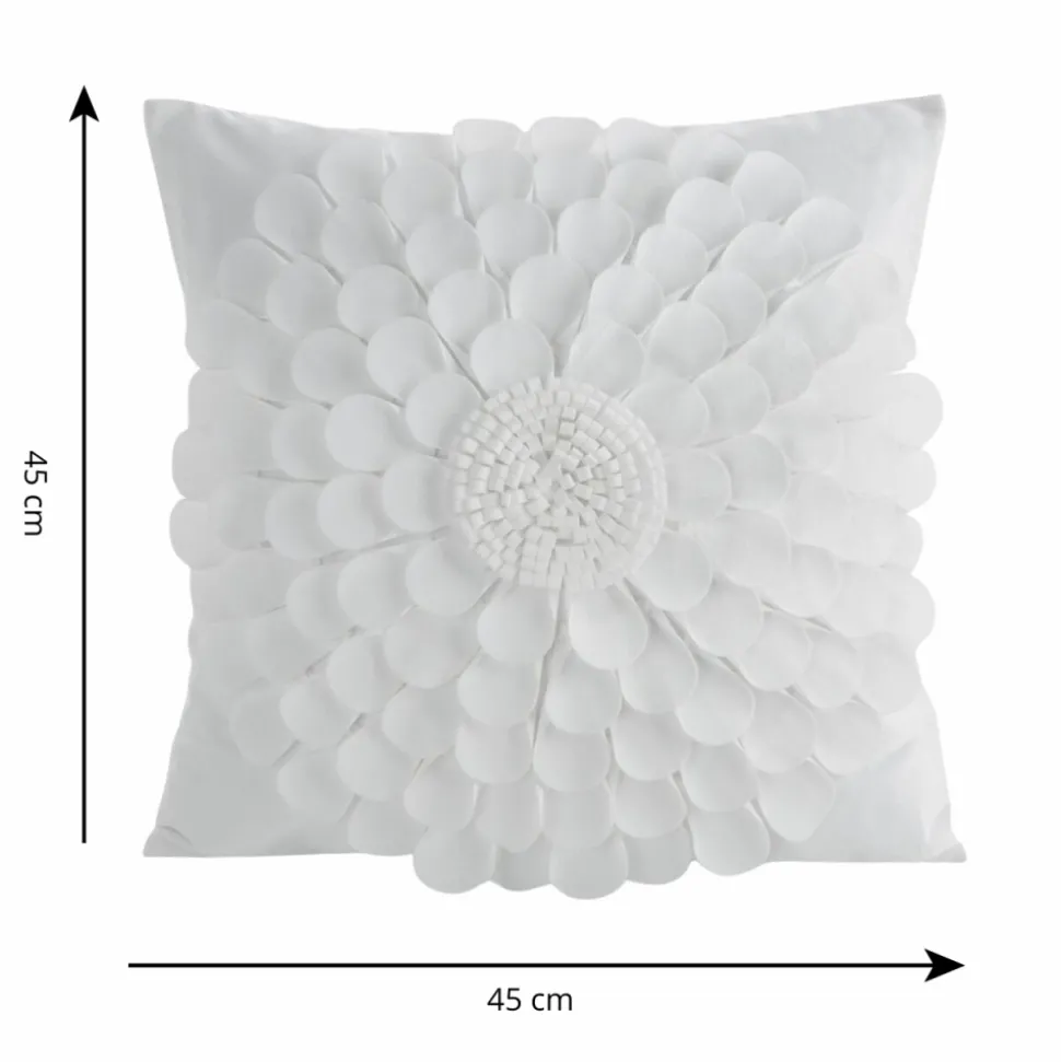 Poszewka FLORES kwiat 3D 45x45 krem