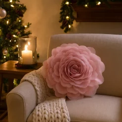 Poszewka FLORES róża 3D śr 40 cm puder