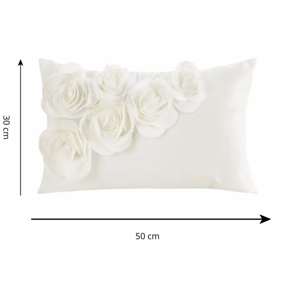 Poszewka FLORES róże 3D 30x50 krem